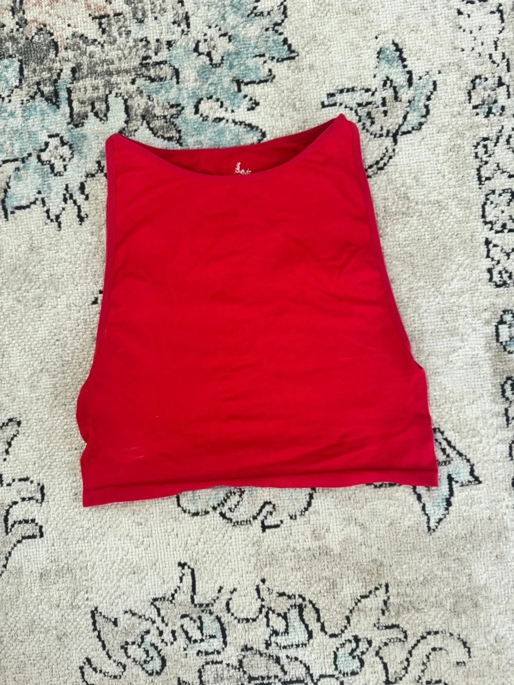 Free People Red Cropped Ribbed Tank